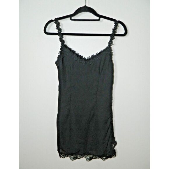 Superdown‎  Dress Size Small Black Lace Eyelet Trim Bleu Side Split - Picture 3 of 11